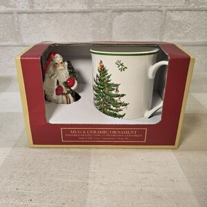 Spode Christmas Tree Mug and Ornament Ensemble Santa